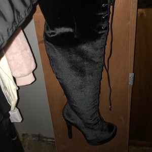 Black high heeled platforms